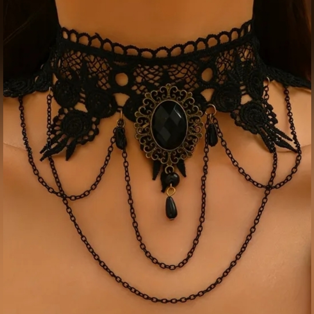 Elegant Black Lace Choker Necklace